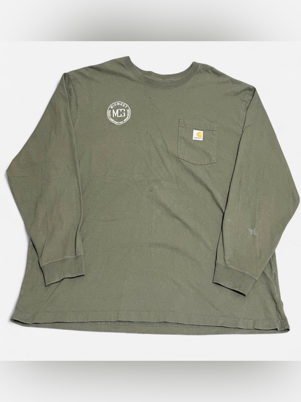 Carhartt Men’s 2XL Long Sleeve Chest Pocket Logo Cotton T Shirt Loose Fit
